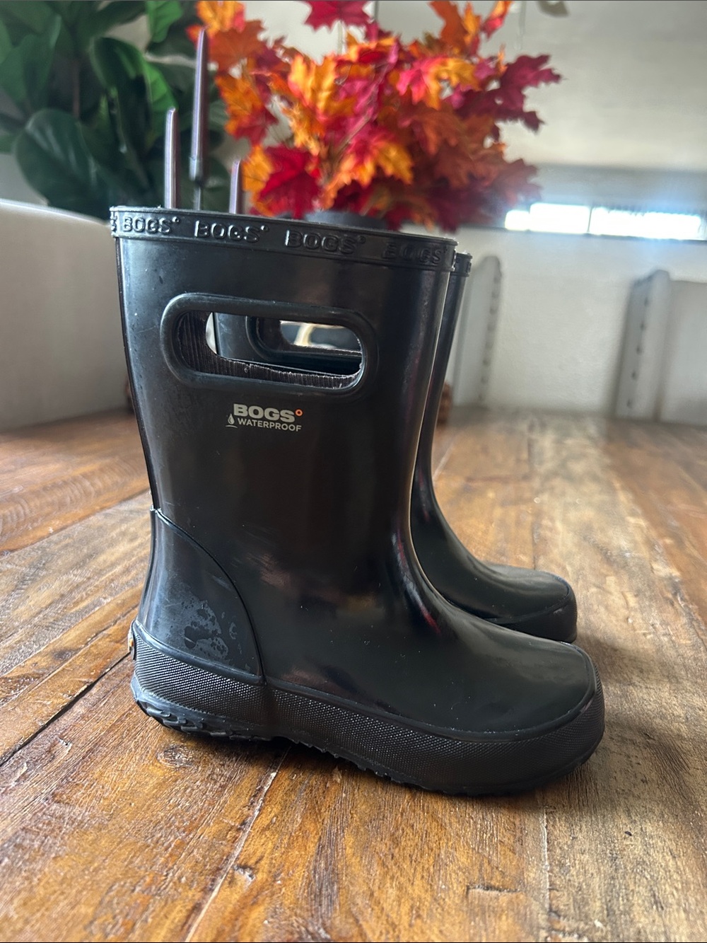 Bogs Kids Black Waterproof Pull-On Rain Boots